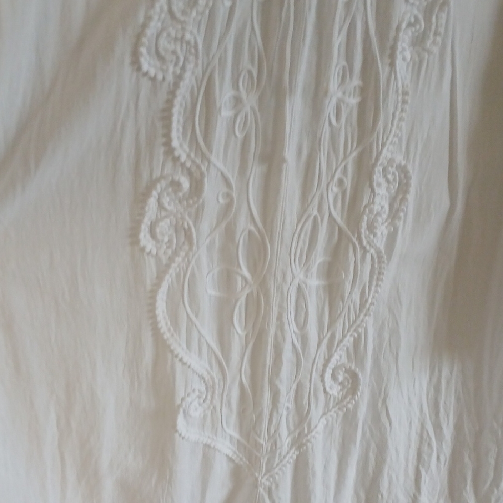 Soft Surroundings White Embroidered Boho Tunic Top/Swimsuit cover-up Large - Picture 6 of 16